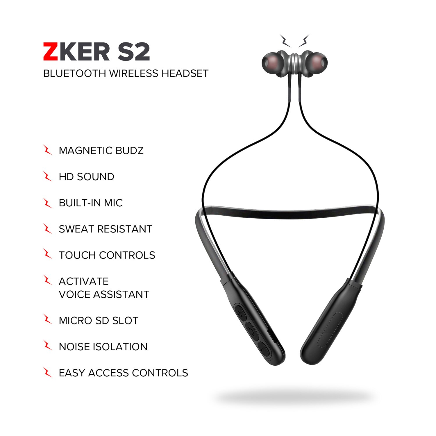 Bluetooth Headphones Neckband Headset ZKER S2 Series Zizo