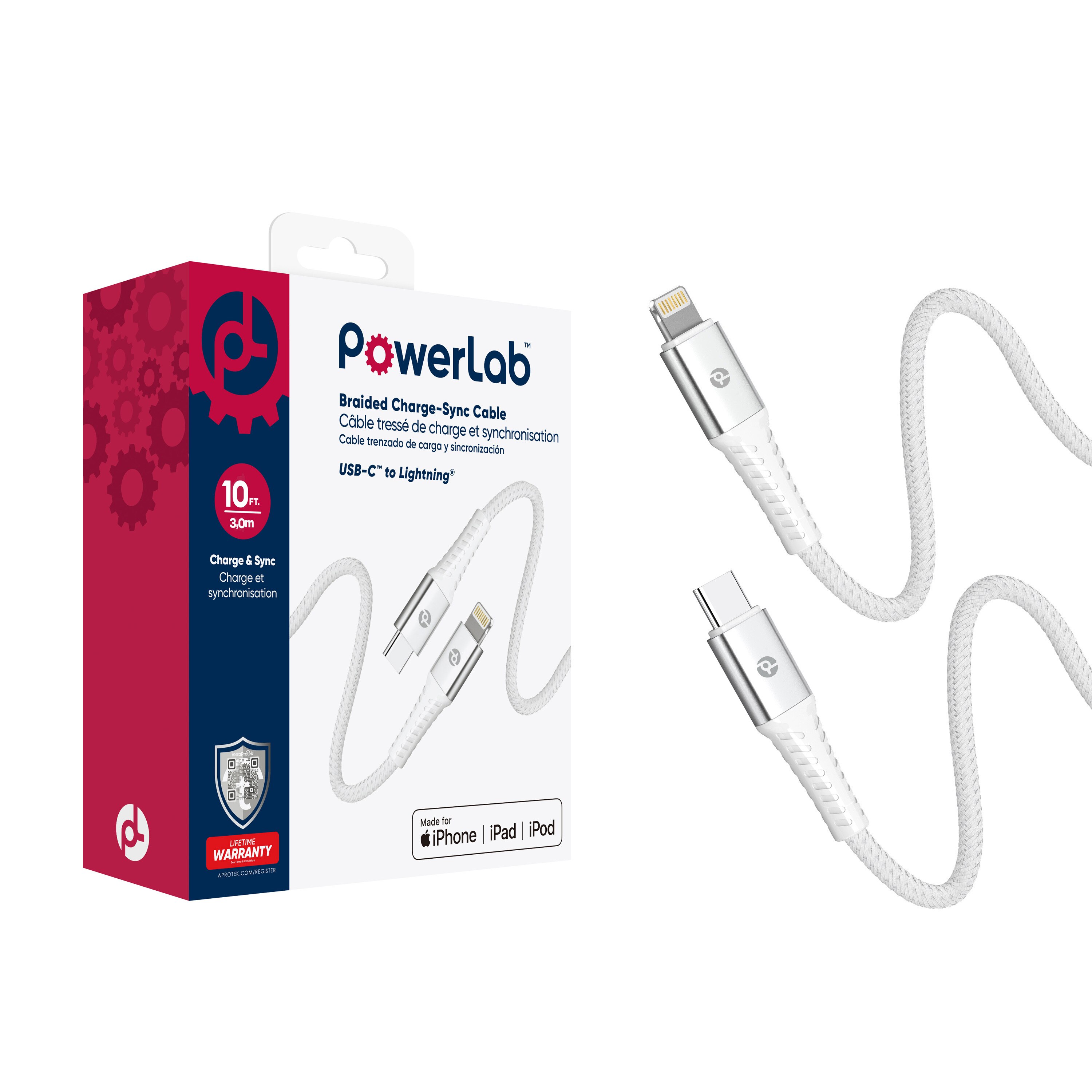 PowerLab 10ft USBC to Lightning Data Cable